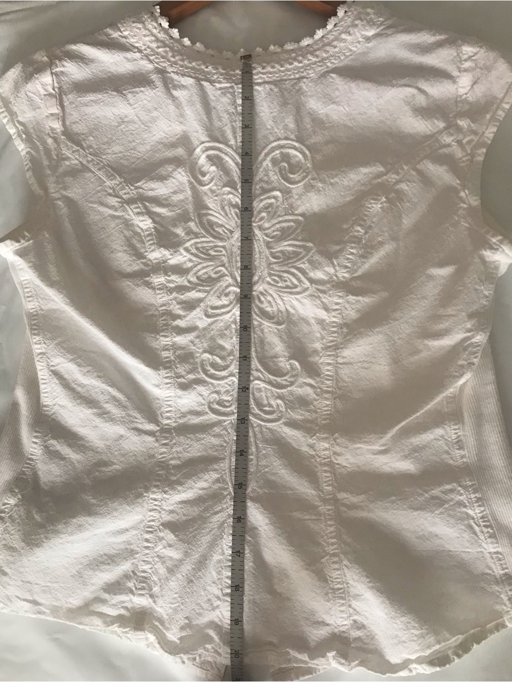 Soft Surroundings White Button-Front Cap Sleeve Blouse - Picture 7 of 7